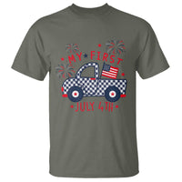 My First July 4th Gingham Vintage Truck Americana T Shirt Patriotic Fireworks Independence Holiday Milestone