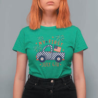 My First July 4th Gingham Vintage Truck Americana T Shirt For Women Patriotic Fireworks Independence Holiday Milestone