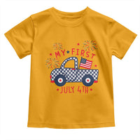 My First July 4th Gingham Vintage Truck Americana Toddler T Shirt Patriotic Fireworks Independence Holiday Milestone