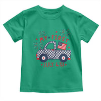 My First July 4th Gingham Vintage Truck Americana Toddler T Shirt Patriotic Fireworks Independence Holiday Milestone