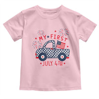 My First July 4th Gingham Vintage Truck Americana Toddler T Shirt Patriotic Fireworks Independence Holiday Milestone