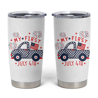 My First July 4th Gingham Vintage Truck Americana Tumbler Cup Patriotic Fireworks Independence Holiday Milestone