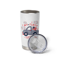 My First July 4th Gingham Vintage Truck Americana Tumbler Cup Patriotic Fireworks Independence Holiday Milestone