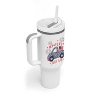 My First July 4th Gingham Vintage Truck Americana Tumbler With Handle Patriotic Fireworks Independence Holiday Milestone