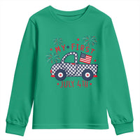 My First July 4th Gingham Vintage Truck Americana Youth Sweatshirt Patriotic Fireworks Independence Holiday Milestone