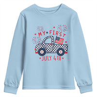 My First July 4th Gingham Vintage Truck Americana Youth Sweatshirt Patriotic Fireworks Independence Holiday Milestone