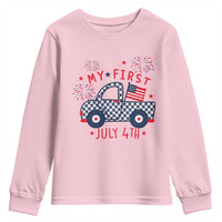 My First July 4th Gingham Vintage Truck Americana Youth Sweatshirt Patriotic Fireworks Independence Holiday Milestone