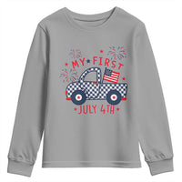 My First July 4th Gingham Vintage Truck Americana Youth Sweatshirt Patriotic Fireworks Independence Holiday Milestone