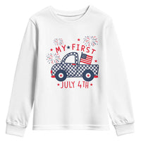 My First July 4th Gingham Vintage Truck Americana Youth Sweatshirt Patriotic Fireworks Independence Holiday Milestone
