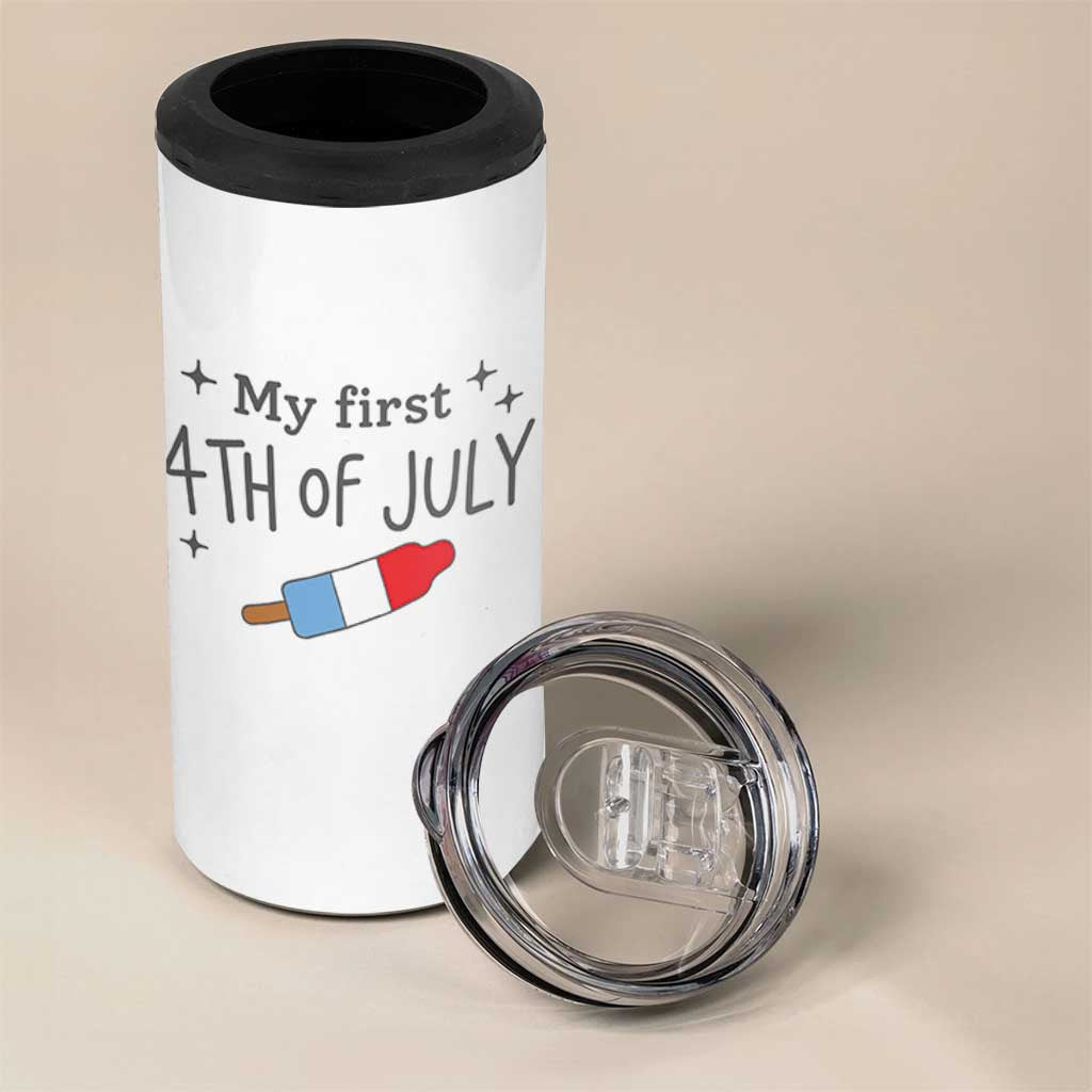 My First 4th of July Cute Summer Rocket Popsicle 4 in 1 Can Cooler Tumbler Firecracker Ice Lolly Patriotic Baby Independence Holiday