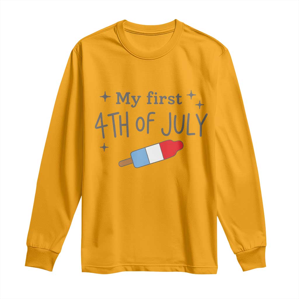 My First 4th of July Cute Summer Rocket Popsicle Long Sleeve Shirt Firecracker Ice Lolly Patriotic Baby Independence Holiday