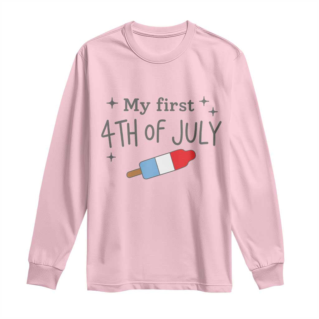My First 4th of July Cute Summer Rocket Popsicle Long Sleeve Shirt Firecracker Ice Lolly Patriotic Baby Independence Holiday