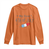 My First 4th of July Cute Summer Rocket Popsicle Long Sleeve Shirt Firecracker Ice Lolly Patriotic Baby Independence Holiday