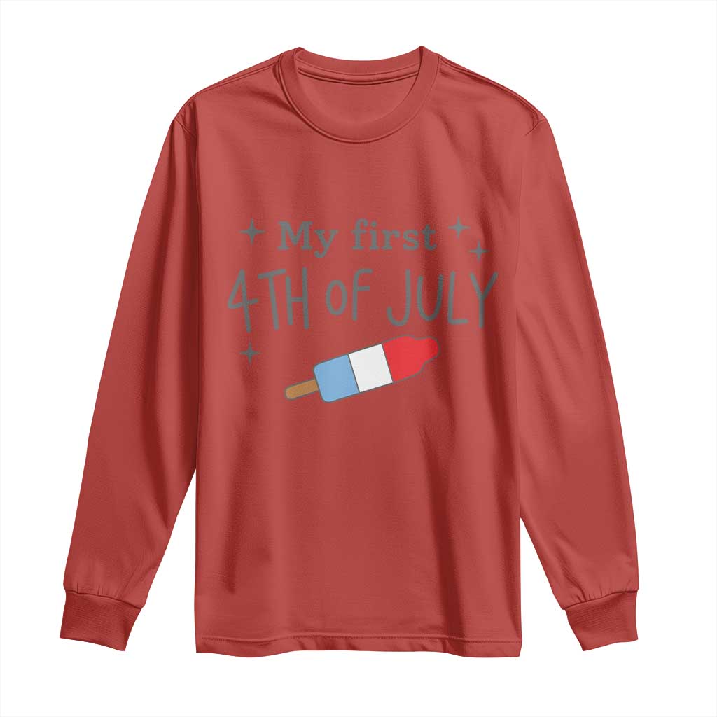 My First 4th of July Cute Summer Rocket Popsicle Long Sleeve Shirt Firecracker Ice Lolly Patriotic Baby Independence Holiday