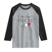 My First 4th of July Cute Summer Rocket Popsicle Raglan Shirt Firecracker Ice Lolly Patriotic Baby Independence Holiday
