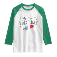 My First 4th of July Cute Summer Rocket Popsicle Raglan Shirt Firecracker Ice Lolly Patriotic Baby Independence Holiday
