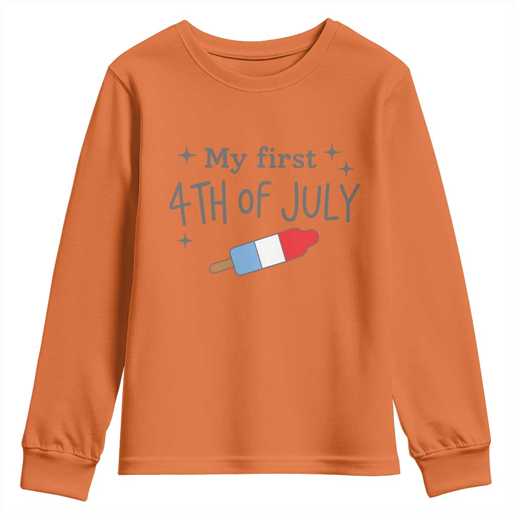 My First 4th of July Cute Summer Rocket Popsicle Youth Sweatshirt Firecracker Ice Lolly Patriotic Baby Independence Holiday