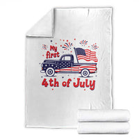 My First 4th of July Retro American Flag Pickup Truck Throw Blanket Americana Patriotic Independence Holiday Milestone
