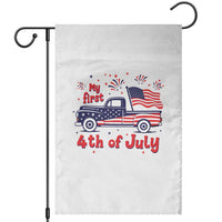 My First 4th of July Retro American Flag Pickup Truck Garden Flag Americana Patriotic Independence Holiday Milestone