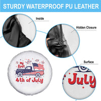 My First 4th of July Retro American Flag Pickup Truck Spare Tire Cover Americana Patriotic Independence Holiday Milestone