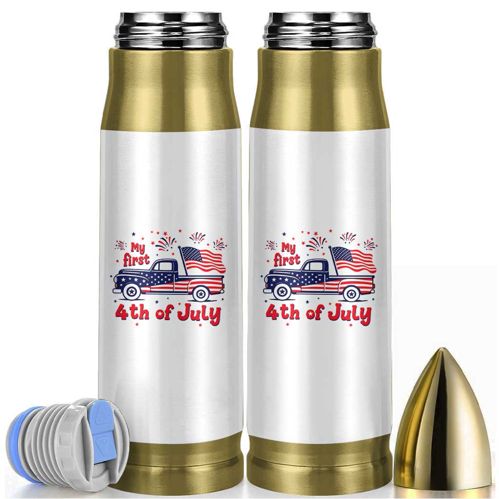 My First 4th of July Retro American Flag Pickup Truck Bullet Tumbler Americana Patriotic Independence Holiday Milestone