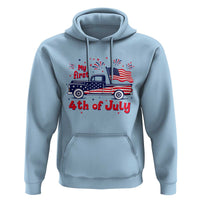 My First 4th of July Retro American Flag Pickup Truck Hoodie Americana Patriotic Independence Holiday Milestone