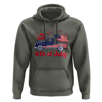 My First 4th of July Retro American Flag Pickup Truck Hoodie Americana Patriotic Independence Holiday Milestone