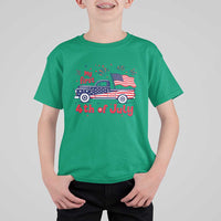 My First 4th of July Retro American Flag Pickup Truck T Shirt For Kid Americana Patriotic Independence Holiday Milestone
