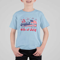 My First 4th of July Retro American Flag Pickup Truck T Shirt For Kid Americana Patriotic Independence Holiday Milestone