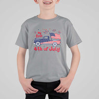 My First 4th of July Retro American Flag Pickup Truck T Shirt For Kid Americana Patriotic Independence Holiday Milestone