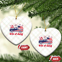 My First 4th of July Retro American Flag Pickup Truck Ceramic Ornament Americana Patriotic Independence Holiday Milestone