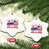 My First 4th of July Retro American Flag Pickup Truck Ceramic Ornament Americana Patriotic Independence Holiday Milestone