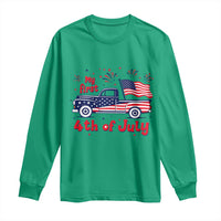 My First 4th of July Retro American Flag Pickup Truck Long Sleeve Shirt Americana Patriotic Independence Holiday Milestone