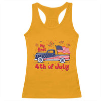 My First 4th of July Retro American Flag Pickup Truck Racerback Tank Top Americana Patriotic Independence Holiday Milestone