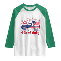 My First 4th of July Retro American Flag Pickup Truck Raglan Shirt Americana Patriotic Independence Holiday Milestone