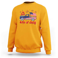 My First 4th of July Retro American Flag Pickup Truck Sweatshirt Americana Patriotic Independence Holiday Milestone