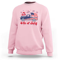 My First 4th of July Retro American Flag Pickup Truck Sweatshirt Americana Patriotic Independence Holiday Milestone