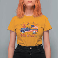 My First 4th of July Retro American Flag Pickup Truck T Shirt For Women Americana Patriotic Independence Holiday Milestone