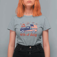 My First 4th of July Retro American Flag Pickup Truck T Shirt For Women Americana Patriotic Independence Holiday Milestone