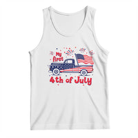 My First 4th of July Retro American Flag Pickup Truck Tank Top Americana Patriotic Independence Holiday Milestone