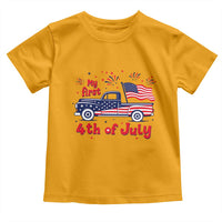 My First 4th of July Retro American Flag Pickup Truck Toddler T Shirt Americana Patriotic Independence Holiday Milestone