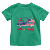 My First 4th of July Retro American Flag Pickup Truck Toddler T Shirt Americana Patriotic Independence Holiday Milestone