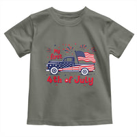 My First 4th of July Retro American Flag Pickup Truck Toddler T Shirt Americana Patriotic Independence Holiday Milestone