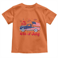 My First 4th of July Retro American Flag Pickup Truck Toddler T Shirt Americana Patriotic Independence Holiday Milestone