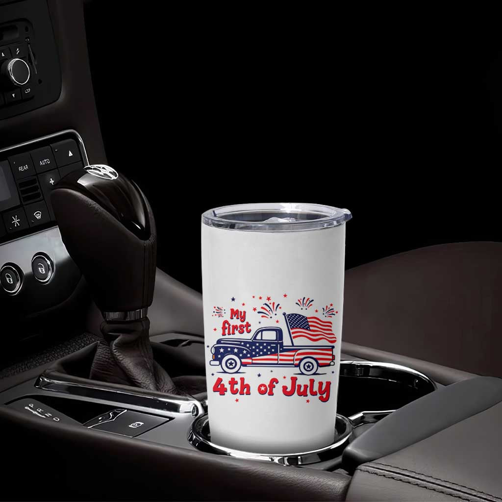My First 4th of July Retro American Flag Pickup Truck Tumbler Cup Americana Patriotic Independence Holiday Milestone