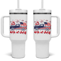 My First 4th of July Retro American Flag Pickup Truck Tumbler With Handle Americana Patriotic Independence Holiday Milestone