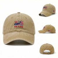 My First 4th of July Retro American Flag Pickup Truck Washed Cotton Baseball Cap Americana Patriotic Independence Holiday Milestone