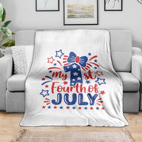 My 1st Fourth of July Patriotic Star Bow Throw Blanket Number One Festive Holiday Independence Milestone