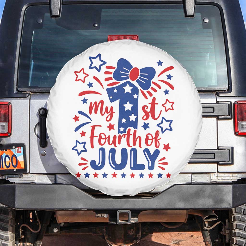 My 1st Fourth of July Patriotic Star Bow Spare Tire Cover Number One Festive Holiday Independence Milestone