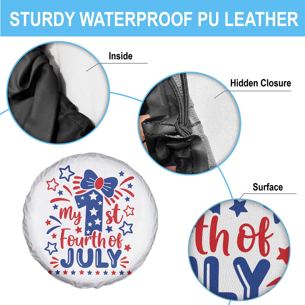 My 1st Fourth of July Patriotic Star Bow Spare Tire Cover Number One Festive Holiday Independence Milestone